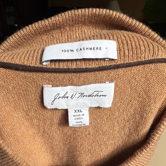 Men’s John W. Nordstrom 100% Cashmere tan half zip sweater vest. - Picture 2 of 16